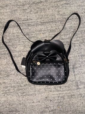 Black Polka Dot Bow Accent Shoulder Bag - Women Bags Disney